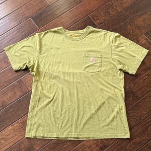 Vintage Carhartt Men's Green Short Sleeve Pocket Tee
